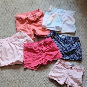 Girls Old Navy, Puma, Kids Shorts, 6 Pair Pink, White, Blue Size 4T-7